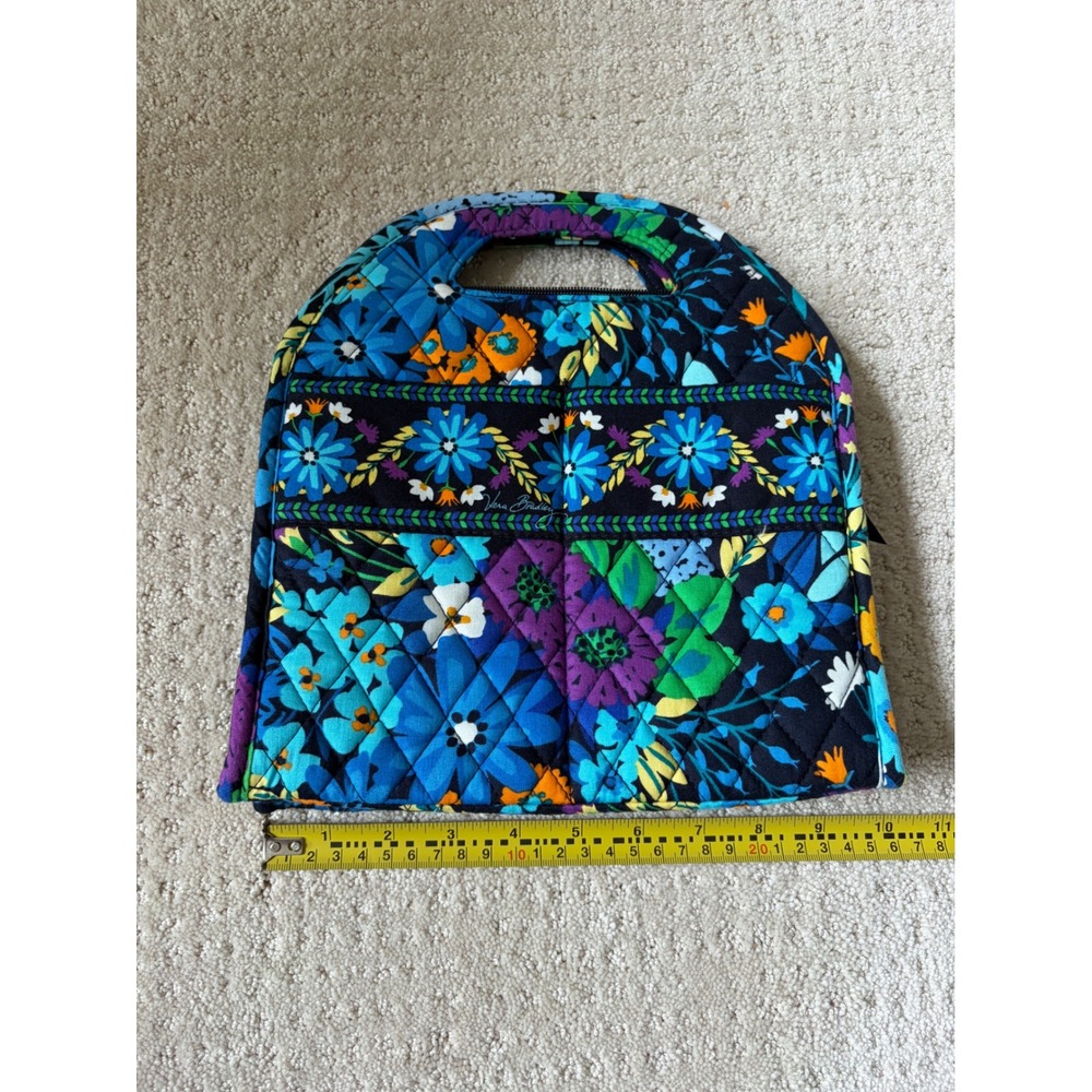 Vera Bradley Lunch Tote Women Blue Floral Quilted Insulated Midnight Blues